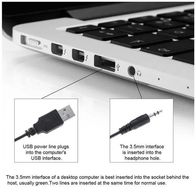Alt view image 3 of 7 - PC Computer Speakers 2.0 Stereo USB 3.5 mm Jack Desktop Laptop Clear Sound NEW