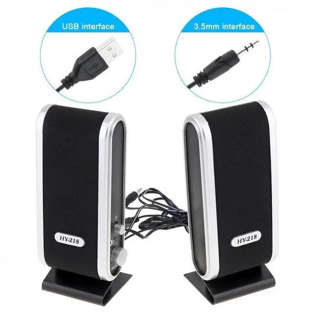 Alt view image 4 of 7 - PC Computer Speakers 2.0 Stereo USB 3.5 mm Jack Desktop Laptop Clear Sound NEW
