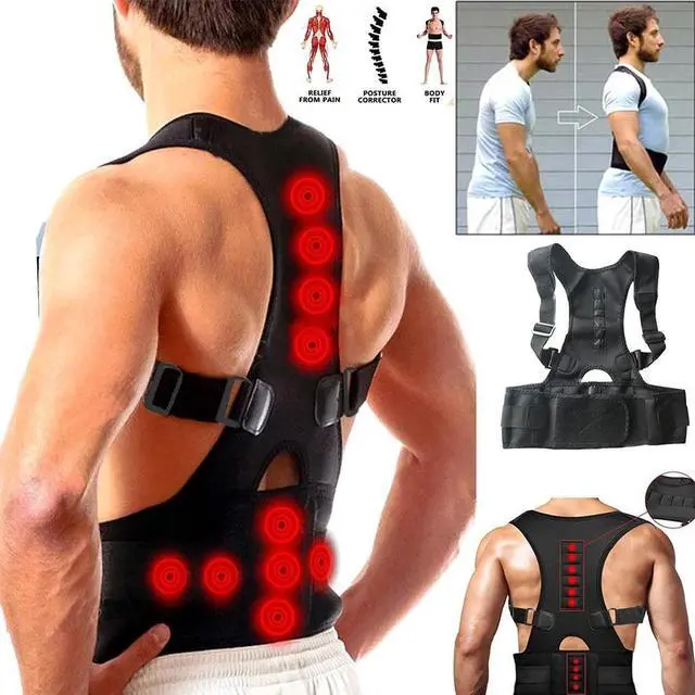 Alt view image 2 of 7 - Posture Corrector Support Magnetic Back Shoulder Brace Belt Band For Men Women XL Fits Waist Size: 35.4-40.1