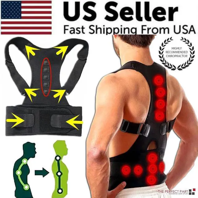 Main image of Posture Corrector Support Magnetic Back Shoulder Brace Belt Band For Men Women XL Fits Waist Size: 35.4-40.1