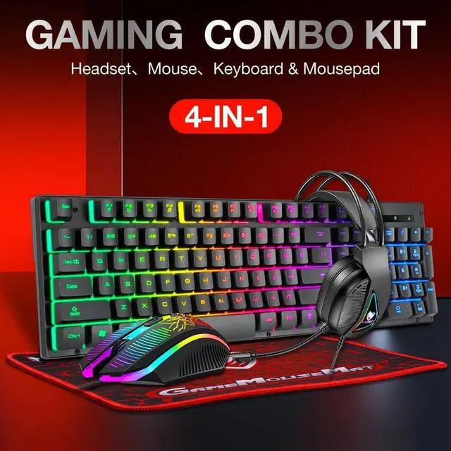 Alt view image 2 of 7 - Gaming Keyboard Mouse & Headset Set LED Gamer Bundle Mechanical Kits 4IN1