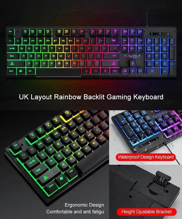 Alt view image 4 of 7 - Gaming Keyboard Mouse & Headset Set LED Gamer Bundle Mechanical Kits 4IN1