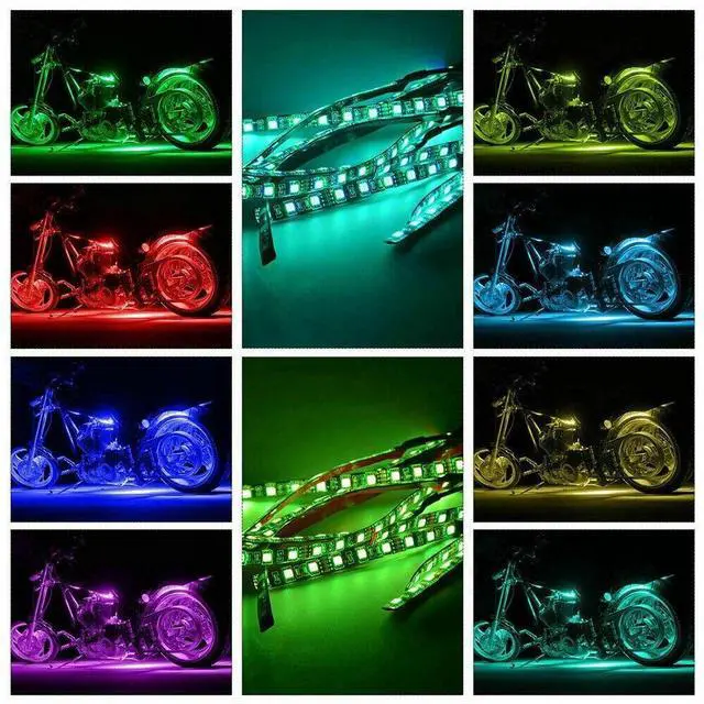 Alt view image 7 of 7 - 16PCS Motorcycle RGB LED Strip Light Under Glow Neon Kit Bluetooth APP Control