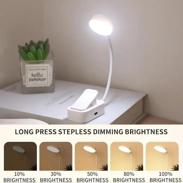 Alt view image 2 of 7 - Rechargeable Book Light Mini LED Reading Light Flexible Easy Clip Lamp Portable