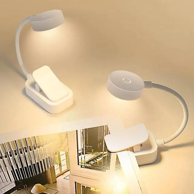 Alt view image 5 of 7 - Rechargeable Book Light Mini LED Reading Light Flexible Easy Clip Lamp Portable
