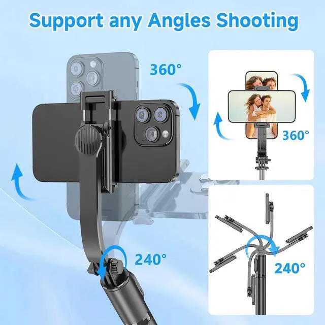 Alt view image 3 of 7 - Selfie Stick Tripod with Bluetooth Remote Portable for iPhone / Android Phones