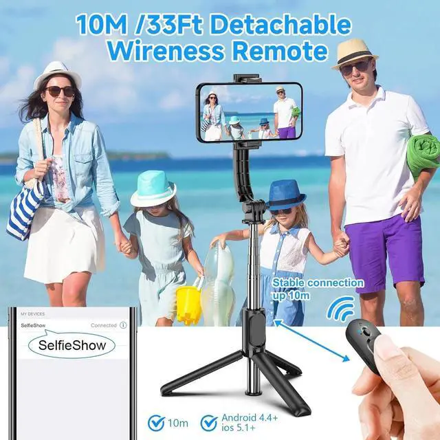 Alt view image 5 of 7 - Selfie Stick Tripod with Bluetooth Remote Portable for iPhone / Android Phones