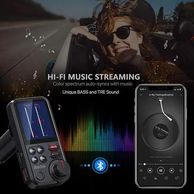 Alt view image 6 of 7 - Bluetooth Wireless FM Transmitter Car MP3 Player Radio Adapter Kit USB Charger