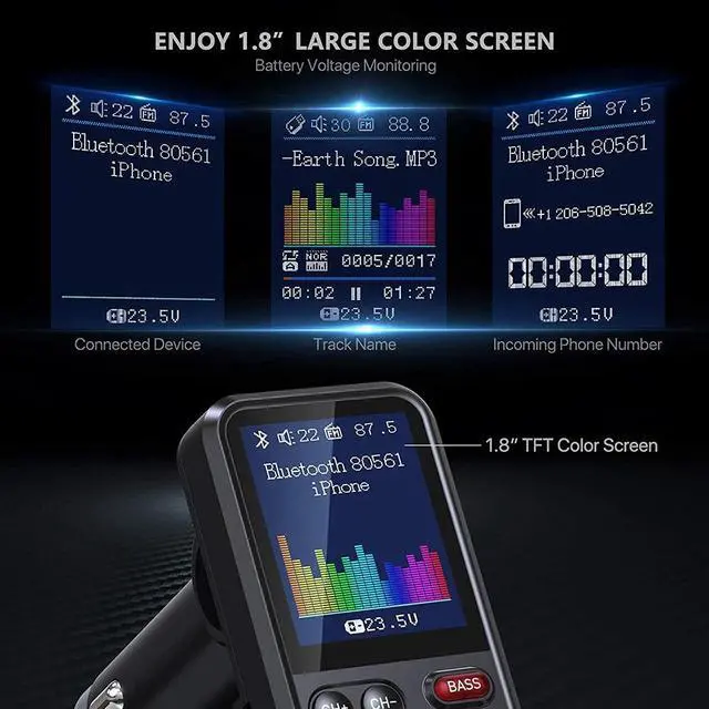 Alt view image 2 of 7 - Bluetooth Wireless FM Transmitter Car MP3 Player Radio Adapter Kit USB Charger