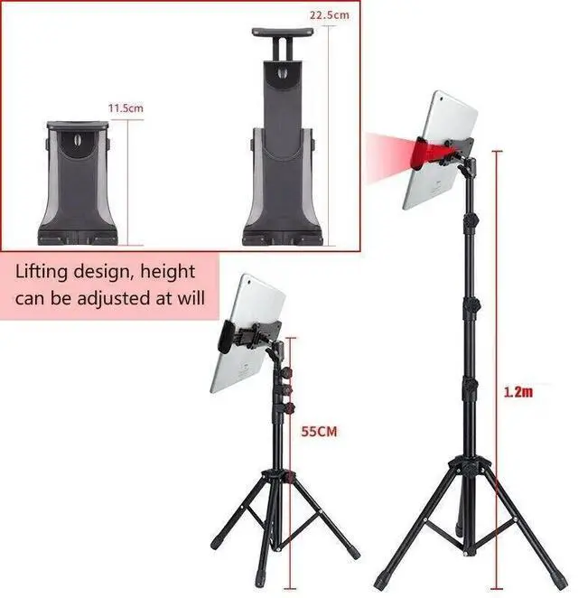 Alt view image 3 of 7 - Adjustable Tripod Stand Holder Bracket For iPad 1 2 3 7"-11" Tablet FLOOR MOUNT