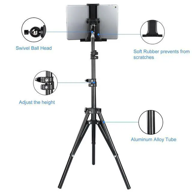 Alt view image 7 of 7 - Adjustable Tripod Stand Holder Bracket For iPad 1 2 3 7"-11" Tablet FLOOR MOUNT