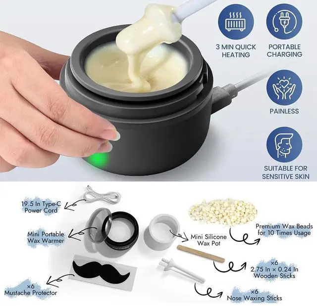 Alt view image 5 of 7 - Nose Wax Kit Hair Waxing Kit w/ Beans Ear Body Hair Removal Men Women Painless
