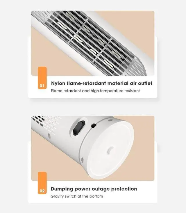 Alt view image 7 of 7 - Electric Space Heater 1000W PTC Ceramic Fast Heater Hot Air Fan Portable Indoor