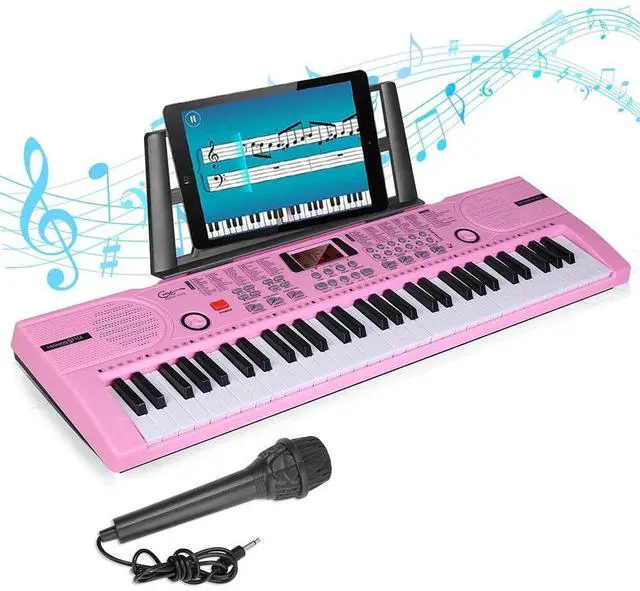 Alt view image 3 of 7 - Pink Electric Piano w/Mic Digital Music Electronic Keyboard Kids Christmas Gift