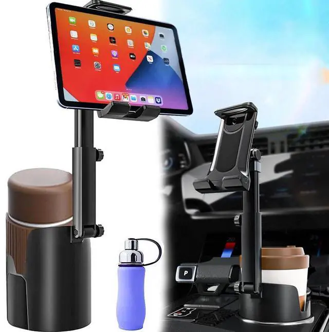 Main image of Car Cup Holder Phone Mount Universal Auto Cell Phone Tablet Stand & Drink Expand
