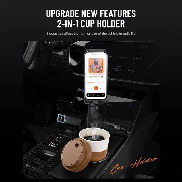 Alt view image 3 of 7 - Car Cup Holder Phone Mount Universal Auto Cell Phone Tablet Stand & Drink Expand