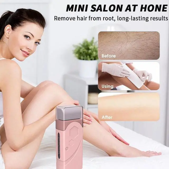 Alt view image 5 of 7 - Roll On Wax kit Waxing Warmer Wax Roller Hair Removal Body Face Leg Soft Heater