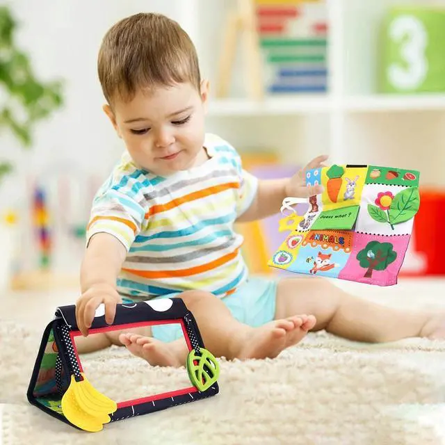 Alt view image 3 of 7 - Tummy Time Baby Mirror Infant Toys Newborn Toy Brain Development with Cloth Book