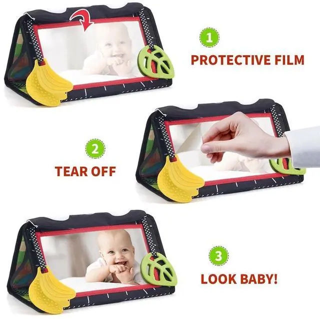 Alt view image 6 of 7 - Tummy Time Baby Mirror Infant Toys Newborn Toy Brain Development with Cloth Book