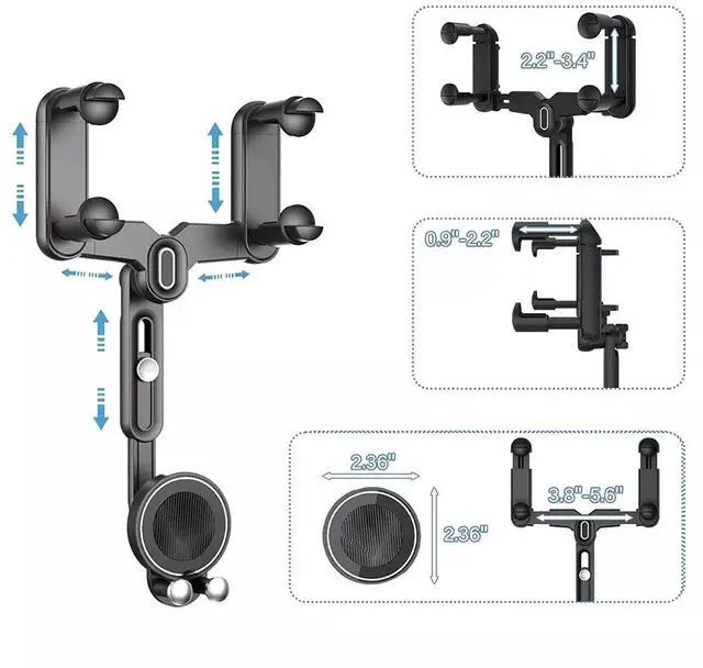 Alt view image 6 of 7 - For Magsafe Car Mount Rear View Mirror 360° Magnetic Phone Holder For iPhone