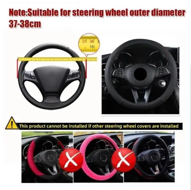 Alt view image 6 of 7 - For TOYOTA 15" Microfiber Leather Steering Wheel Cover Anti slip Car Accessories