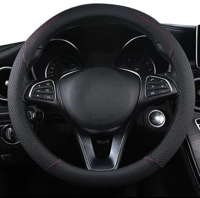 Alt view image 2 of 7 - For TOYOTA 15" Microfiber Leather Steering Wheel Cover Anti slip Car Accessories