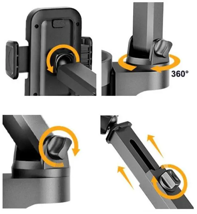 Alt view image 6 of 7 - Universal 2in1 Car Cup Holder Expander Adapter 360° Phone Mount Adjustable Base