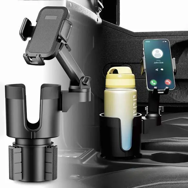 Alt view image 4 of 7 - Universal 2in1 Car Cup Holder Expander Adapter 360° Phone Mount Adjustable Base