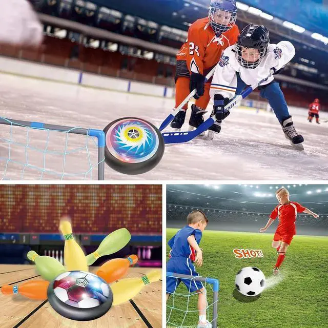 Alt view image 6 of 7 - LED Hover Soccer Ball In/Outdoor Hover Hockey Set for Kids Gift Sport Games Toy