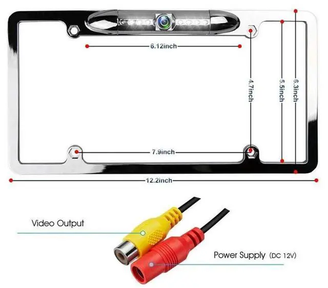 Alt view image 7 of 7 - Backup Camera License Plate Frame Rear View Reverse Cam for Auto Car Truck SUV