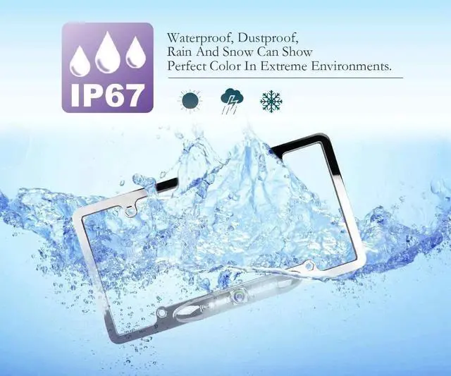 Alt view image 5 of 7 - Backup Camera License Plate Frame Rear View Reverse Cam for Auto Car Truck SUV