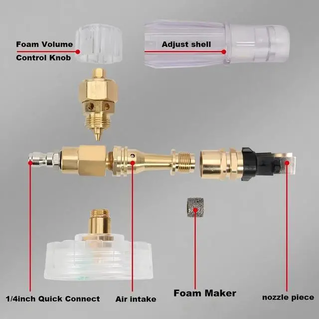 Alt view image 6 of 7 - Foam Cannon Bottle 1/4"Quick Connect Snow Gun Lance Sprayer Pressure Washer Hose