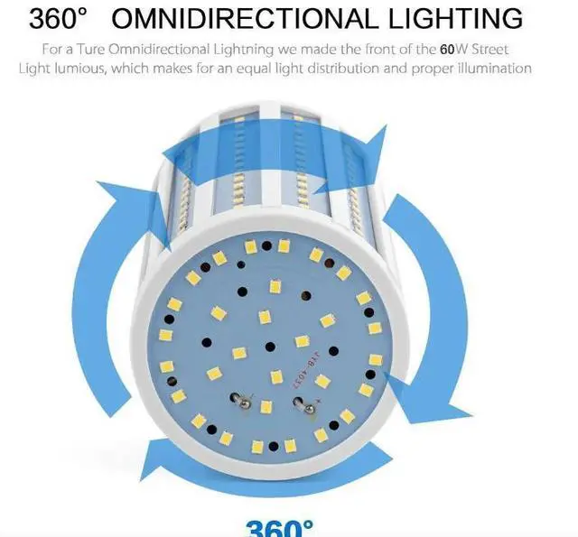 Alt view image 3 of 7 - E26 60W Corn Light E27 216-Chip Huge Bright 8000lm LED Bulb Daylight White 6000K