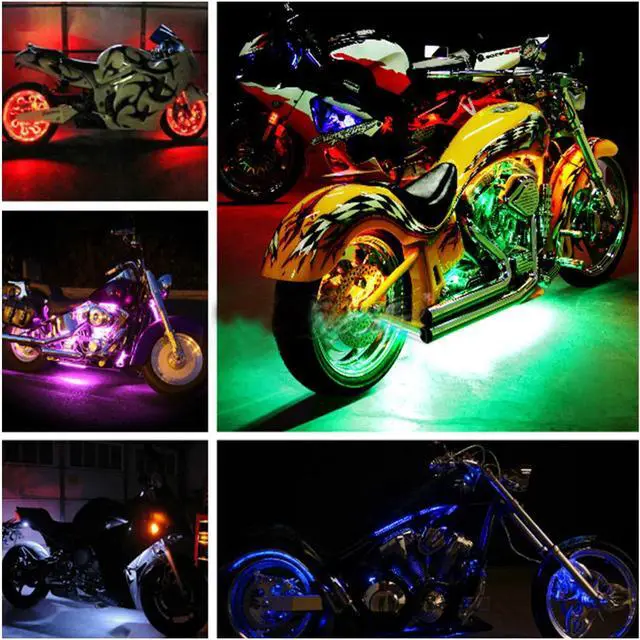 Alt view image 5 of 7 - 12PCS RGB Bluetooth Motorcycle LED Light Glow Neon Strip Kit APP Control