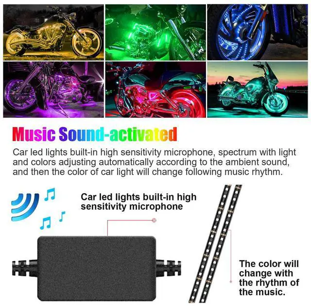 Alt view image 7 of 7 - 12PCS RGB Bluetooth Motorcycle LED Light Glow Neon Strip Kit APP Control