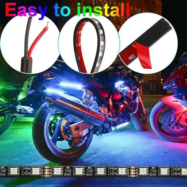 Alt view image 4 of 7 - 12PCS RGB Bluetooth Motorcycle LED Light Glow Neon Strip Kit APP Control