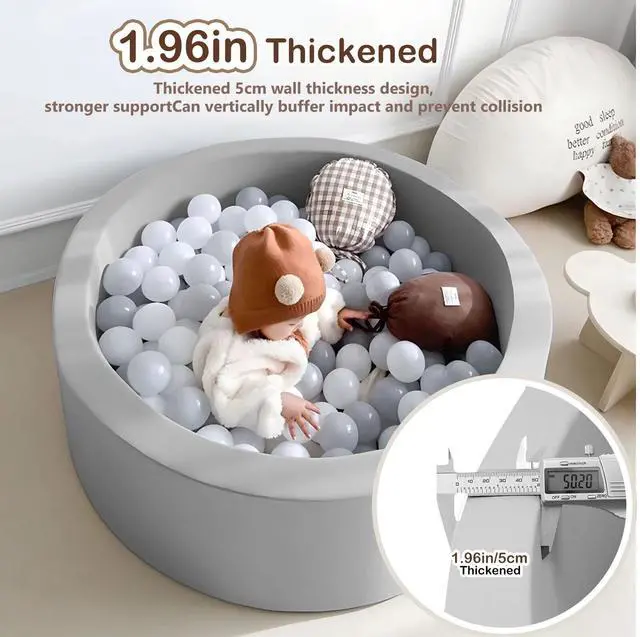 Alt view image 4 of 7 - Baby Foam Ball Pit Toddlers Soft Round Kids Sponge Playpen Balls Pool 35.4x1.8in