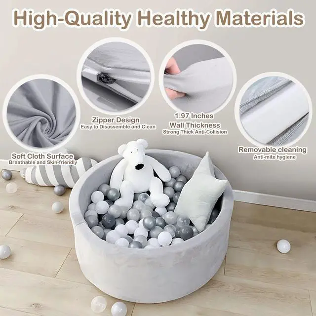 Alt view image 5 of 7 - Baby Foam Ball Pit Toddlers Soft Round Kids Sponge Playpen Balls Pool 35.4x1.8in