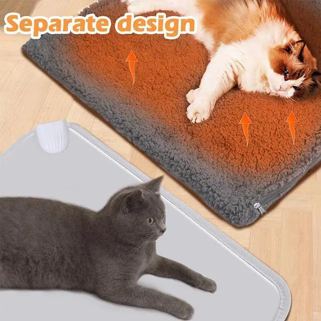 Alt view image 5 of 7 - Warming Cat Bed Electric Heating Cat Dog Mat Extra Warm Thermal Pet Pad + Cover