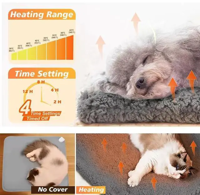 Alt view image 7 of 7 - Warming Cat Bed Electric Heating Cat Dog Mat Extra Warm Thermal Pet Pad + Cover
