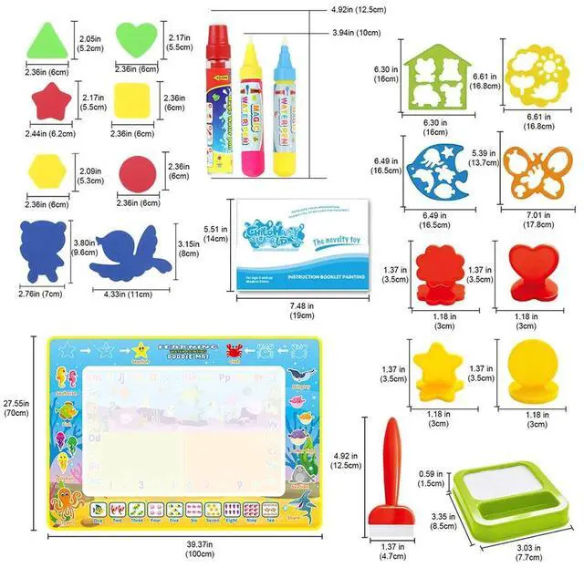 Alt view image 5 of 7 - 39×27 Water Doodle Mat Reusable Drawing Writing Doodle Board Toy Educational