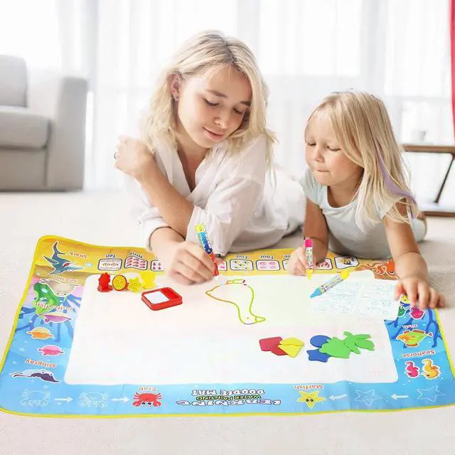 Alt view image 6 of 7 - 39×27 Water Doodle Mat Reusable Drawing Writing Doodle Board Toy Educational