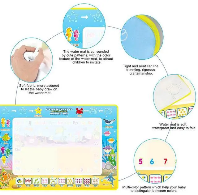 Alt view image 3 of 7 - 39×27 Water Doodle Mat Reusable Drawing Writing Doodle Board Toy Educational