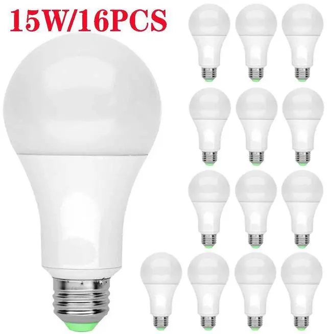 Main image of 16x E26 LED Light Bulbs 15W / 100W Replacement 1600L Daylight 5000K A19 US 110V