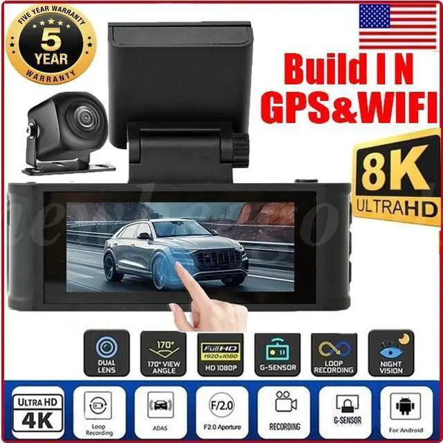 Main image of 4K Dash Cam Front and Rear Touch Screen 3.18 Inch Build in GPS&WIFI Dual Lens US