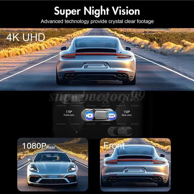 Alt view image 7 of 7 - 4K Dash Cam Front and Rear Touch Screen 3.18 Inch Build in GPS&WIFI Dual Lens US