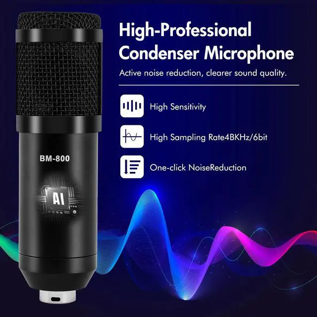 Alt view image 5 of 7 - Complete Home Studio Recording Kit Mixer Condenser Microphone fit Music Podcast