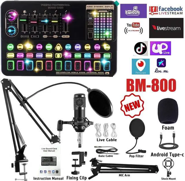 Main image of Complete Home Studio Recording Kit Mixer Condenser Microphone fit Music Podcast