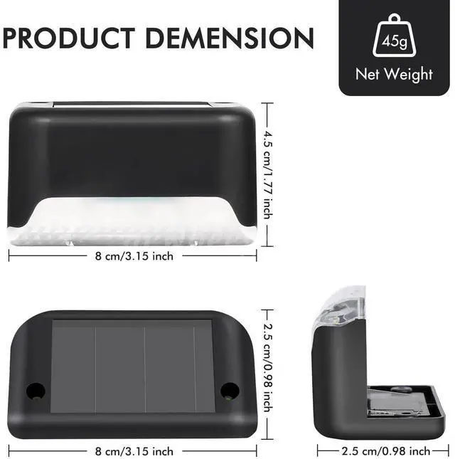 Alt view image 3 of 7 - 8 Pack New Solar Deck Lights Outdoor Waterproof LED Steps Lamps For Stairs Fence