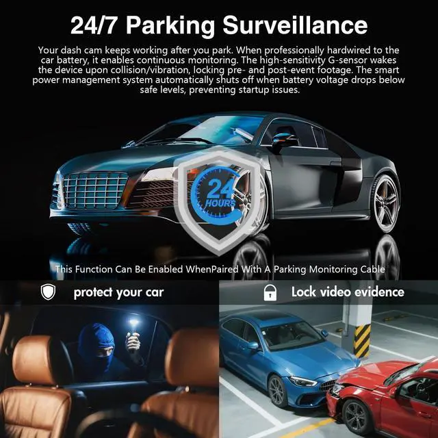 Alt view image 3 of 7 - 2'' Dash Cam 4K Full HD 1080P Car Camera Front Rear Night Vision W/32GB SD Card